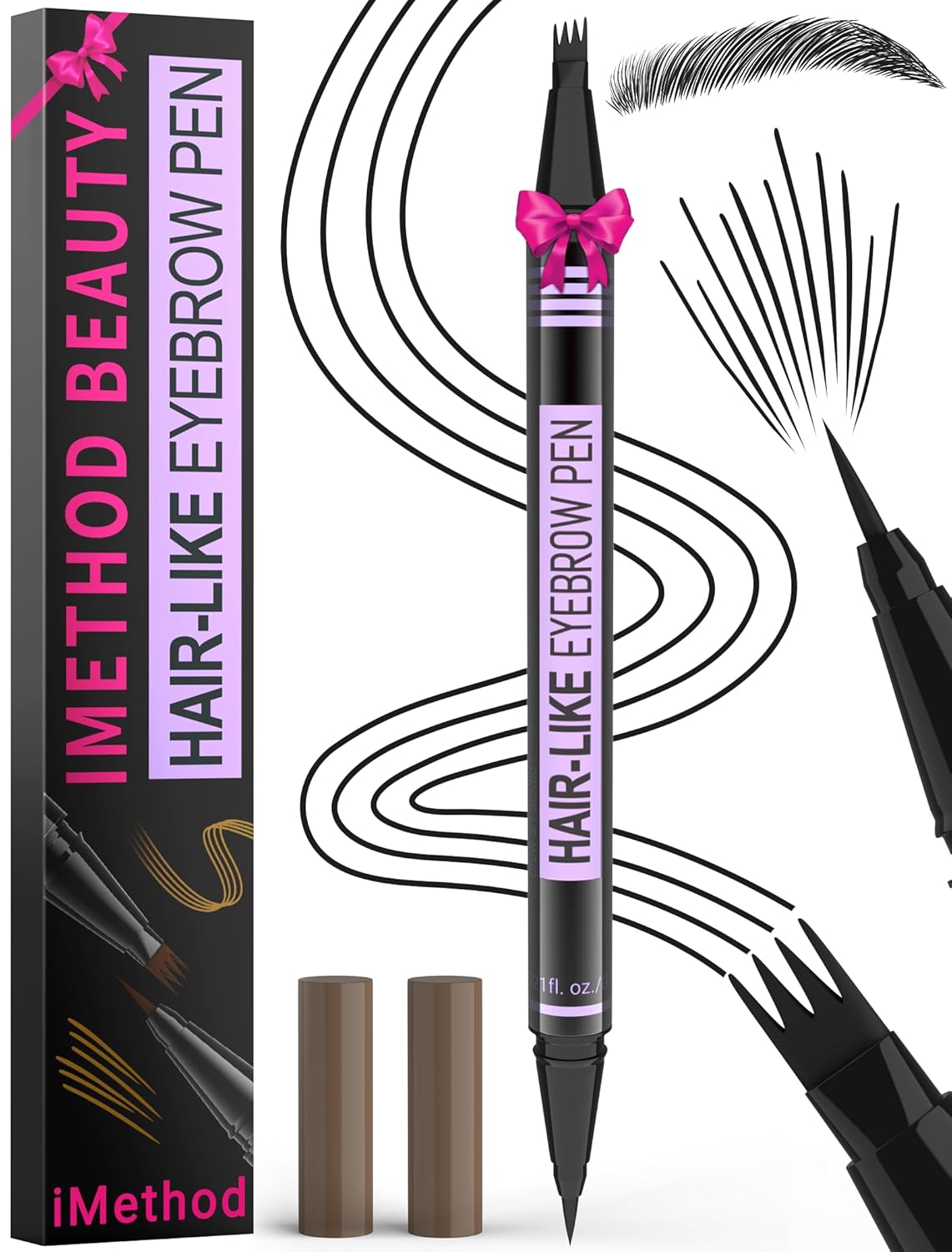 iMethod Eyebrow Pen - Eyebrow Pencil Magic 2-in-1 Eye Brow Pencils for Women with 4-Fork-Tip and