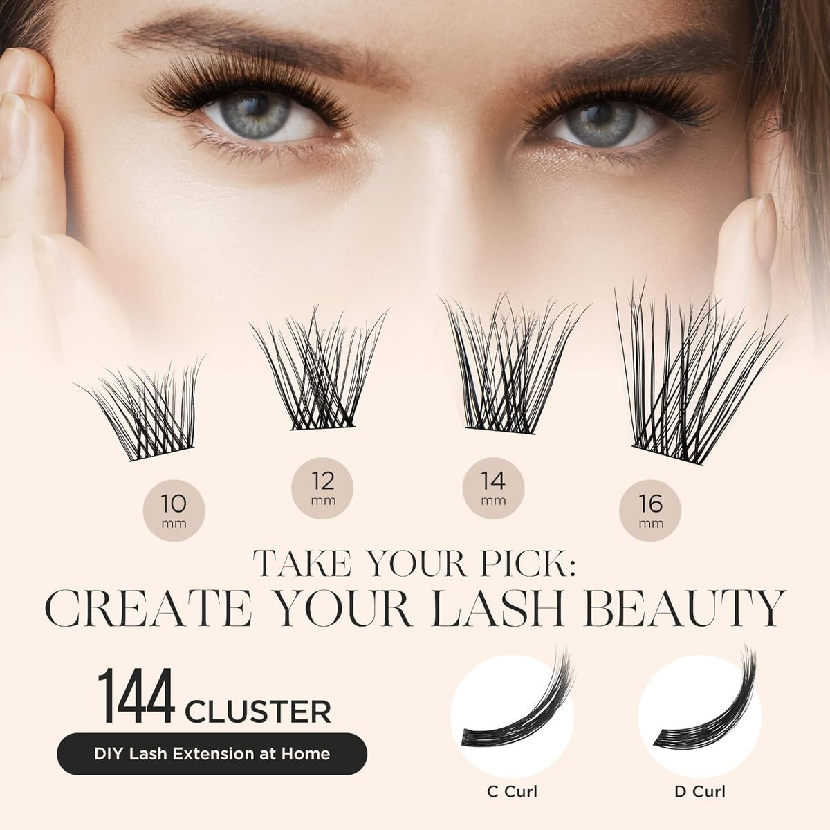 PopUp Lash Clusters 144 Pcs Cluster Lashes DIY Cluster Eyelash Extensions Mega Volume Reusable