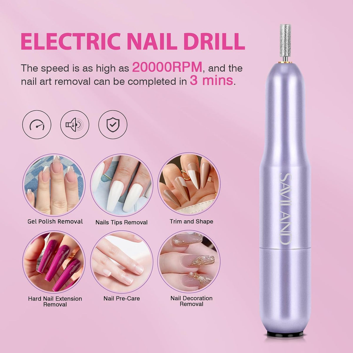 SAVILAND Almond Gel Nail Kit - Nail Drill with U V Lamp for Nails 500PCS Almond Nail Tips Gel Nail