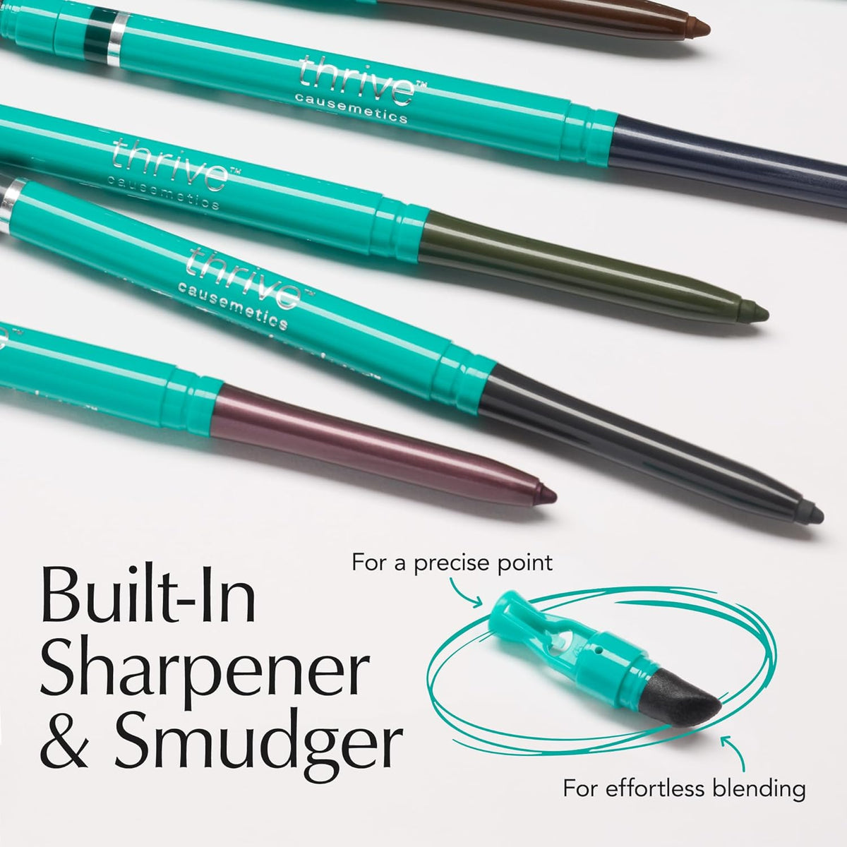 Thrive Causemetics Infinity Waterproof Eyeliner Pencil, Built In Sharpener & Smudge Tip, Long