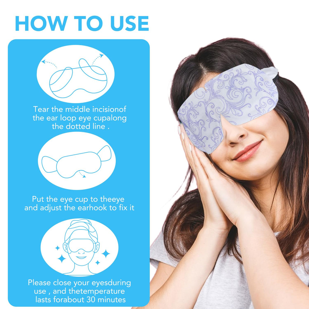 XPCARE 48 Pack Steam Eye Masks for Dry Eyes, Self Heated Steam Warm Eye Mask, Disposable Heated Eye