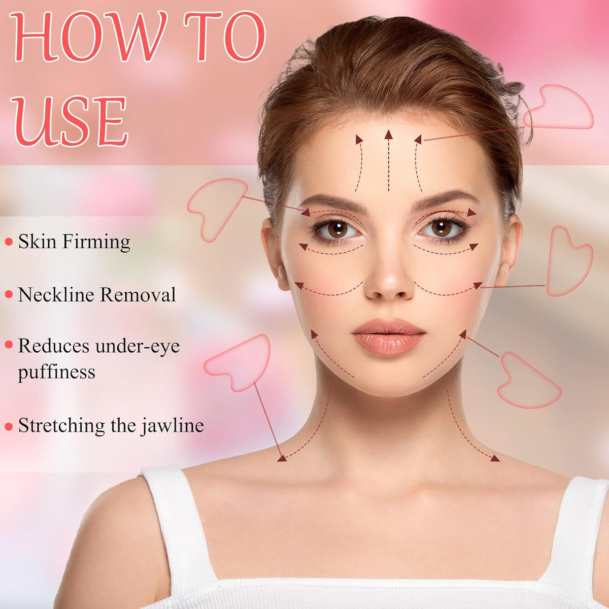 Sherr 24 Pcs Gua Sha Facial Tool Resin Gua Sha Massage Tool Heart Shaped Gua Sha Stone Guasha Board