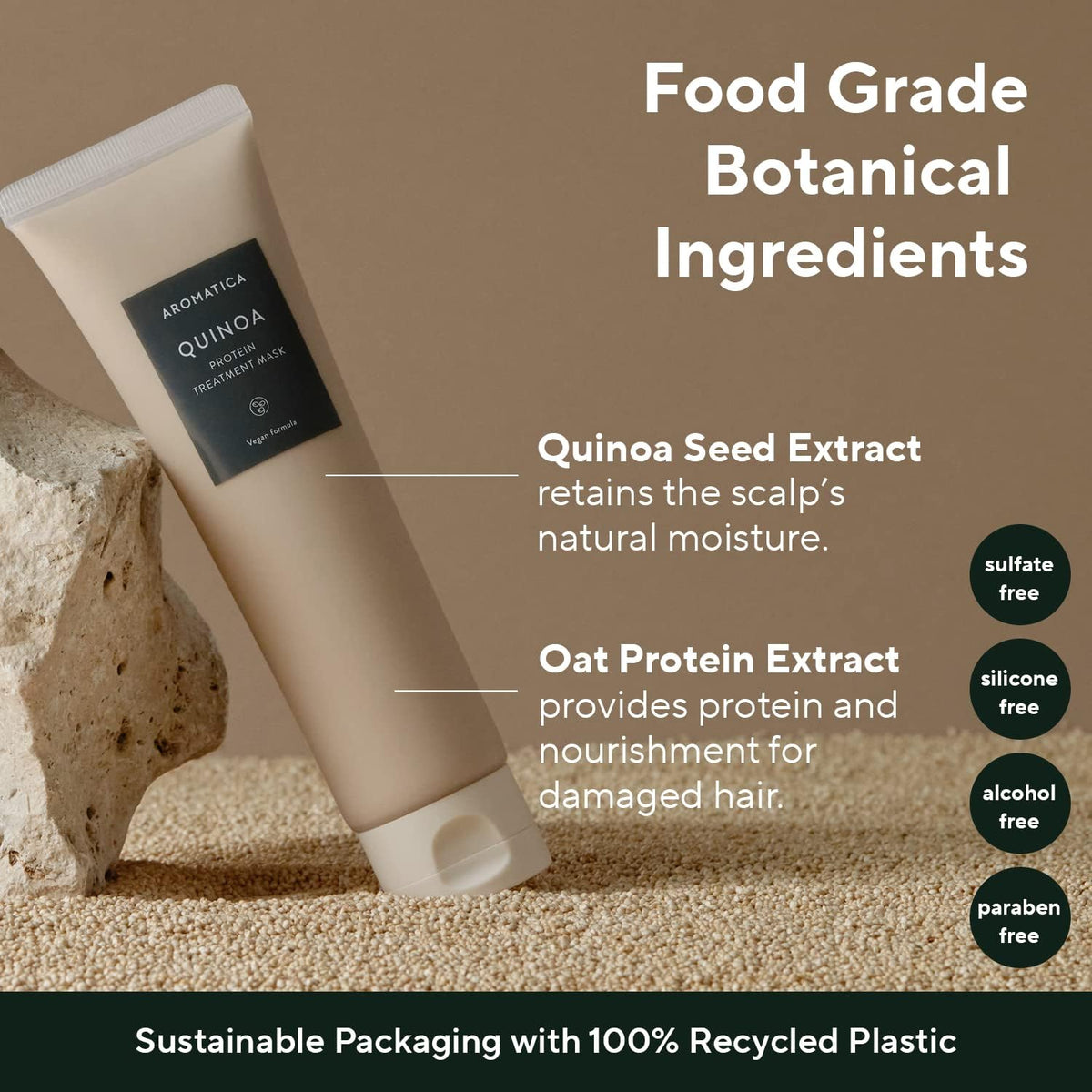 AROMATICA Quinoa Protein Hair Treatment, Silicone-free, Sulfate-free/Nourishes, Moisturizes, and