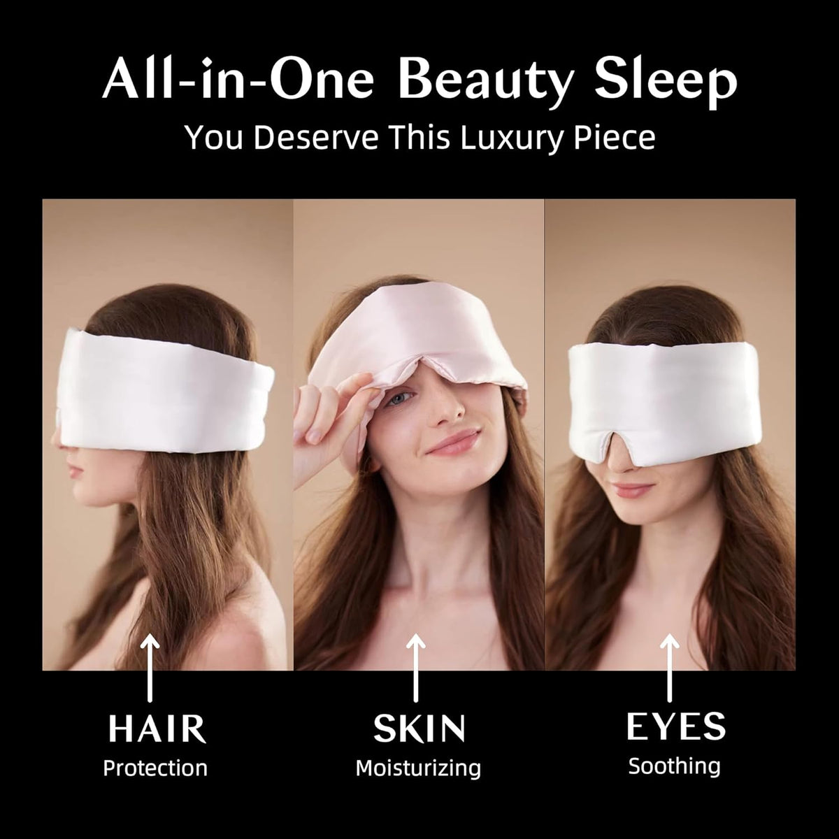 Silk Sleep Mask for Women and Men, Side Sleeper, 22 Momme Pure Mulberry Silk Total Blackout 100%