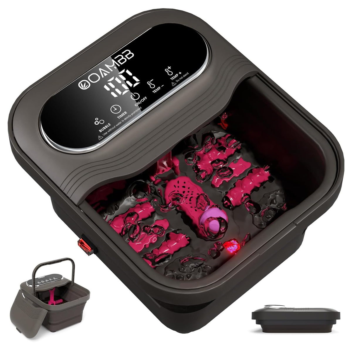 Collapsible Foot Spa with Heat, Bubble and Temp Control, Foot Bath Massager with XL Touch Screen