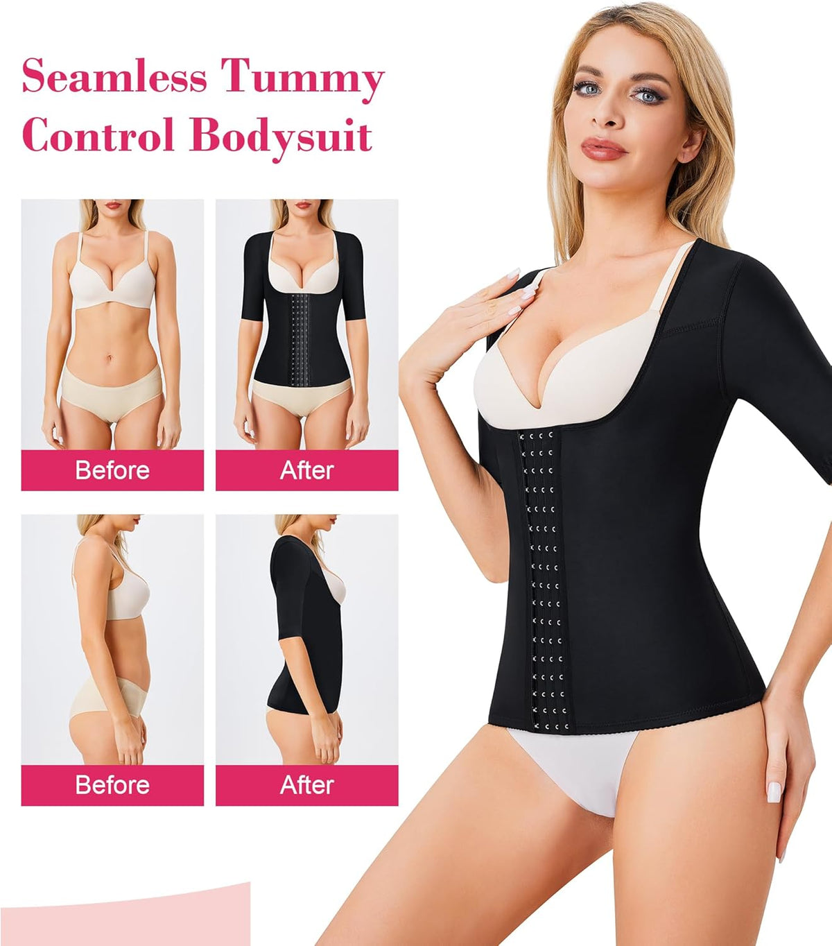 Gotoly Women Waist Trainer Corset Tummy Control Shapewear Upper Arm Shaper Post Surgical Slimmer
