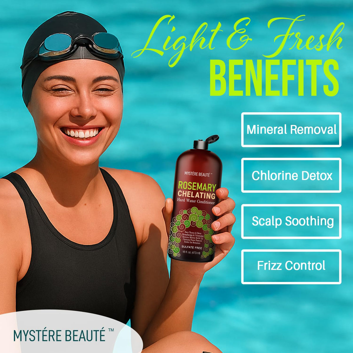 MYSTÈRE BEAUTÉ Rosemary Chelating Shampoo and Conditioner Set – Sulfate Free Hard Water Hair Care