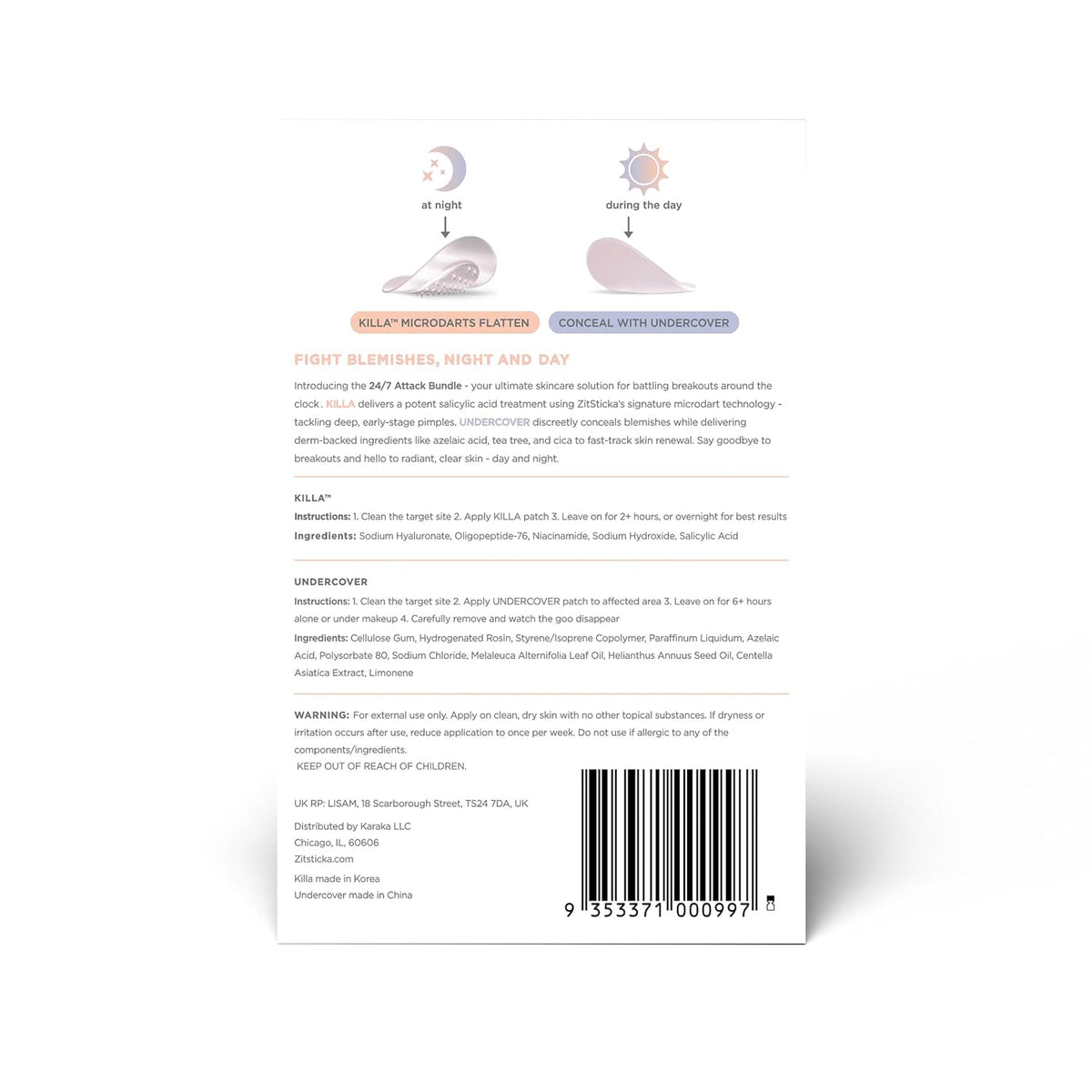 ZitSticka Invisible Pimple Patches for Face, Hydrocolloid Patches, Ultra-Thin Clear Azelaic Acid &