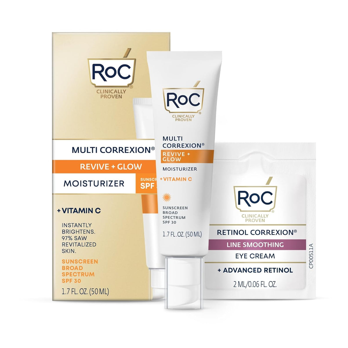 RoC Multi Correxion Revive + Glow Vitamin C Sunscreen Broad Spectrum SPF 30 Face Moisturizer (1.7