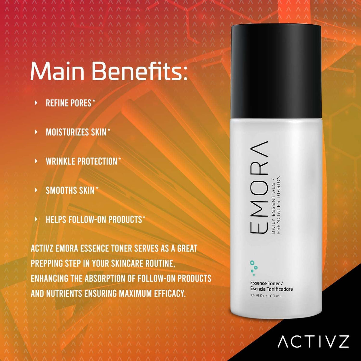 ACTIVZ Emora - Essence Toner with Rice Water - Refines Pores, Nourishes Skin - Enriched with