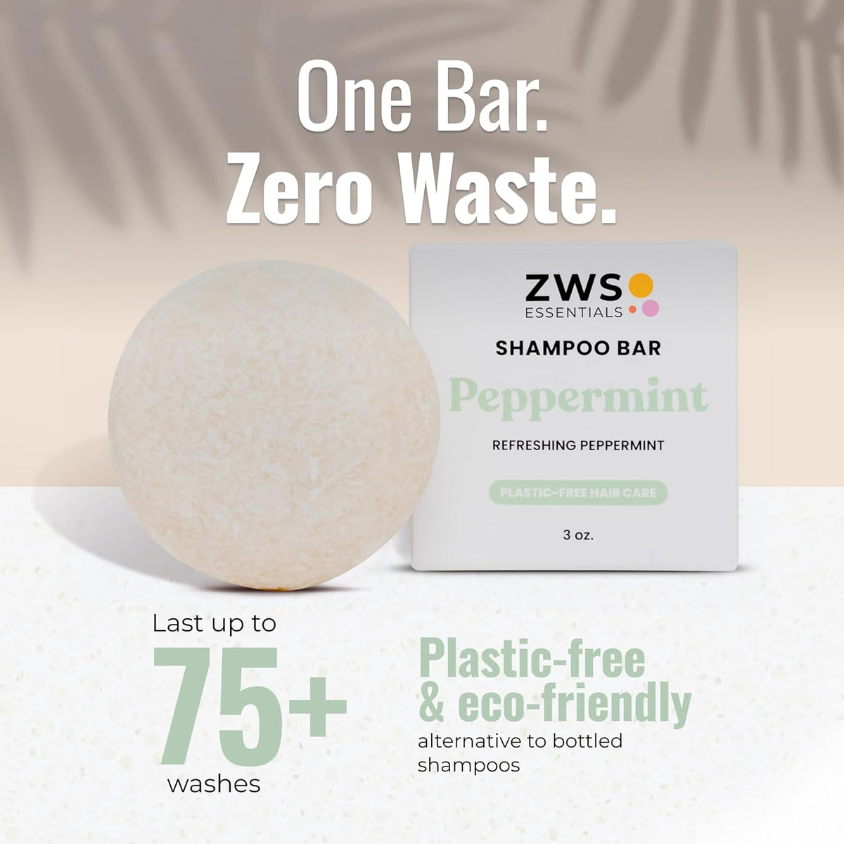 Peppermint Breeze Shampoo Bar, Vegan Solid Hair Cleanser with Refreshing Peppermint, for Oily Hair