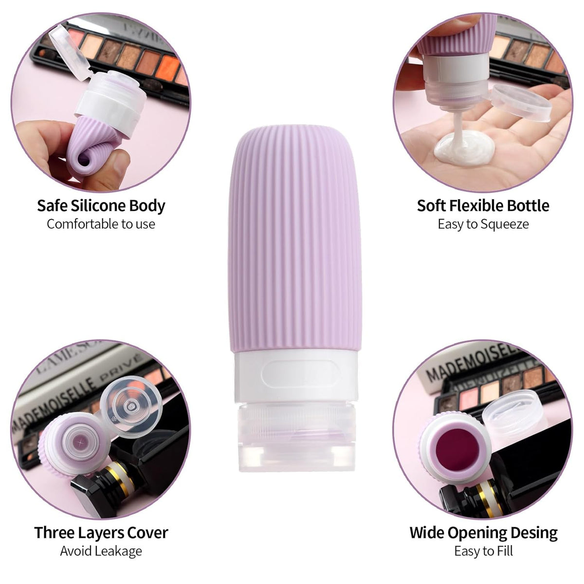 16 Pack Travel Bottles Set, TSA Approved Leak Proof Silicone Squeezable Containers for Toiletries