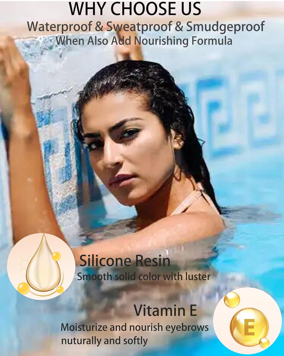 Waterproof Long Lasting Smudge-Proof Liquid Eyebrow Makeup, Tinted Eyebrow Gel, Volumizing Enhance