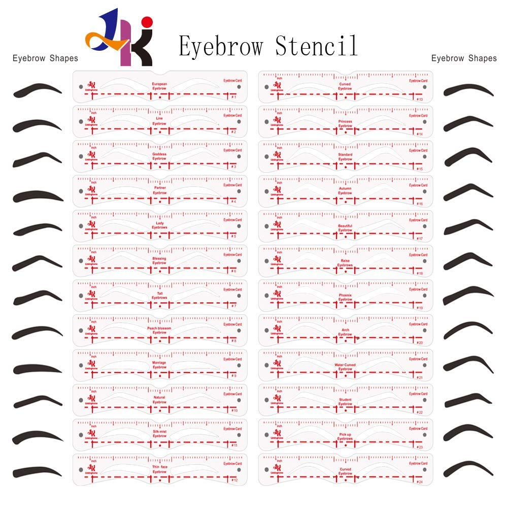 Eyebrow Stencil, 24 Eyebrow Shaper Kit, Reusable Eyebrow Template With Strap, 3 Minutes Makeup