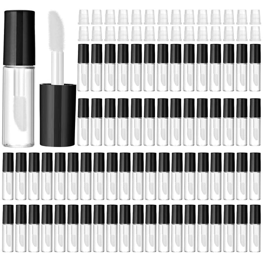 100 Pcs 1.2 ml Mini Lip Gloss Tubes Empty Lipgloss Tubes with Wand Clear Refillable Lip Balm Gloss