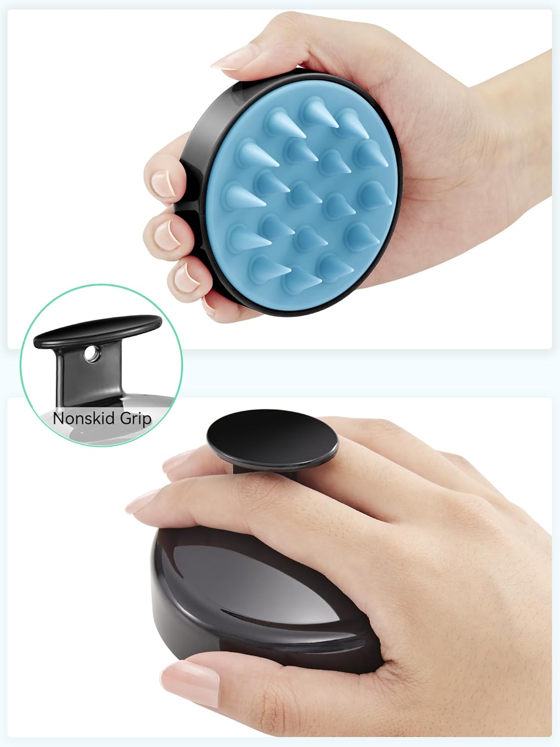 HEETA Shampoo Scalp Brush Massager Hair Growth, Scalp Scrubber with Soft Silicone Bristles for Hair
