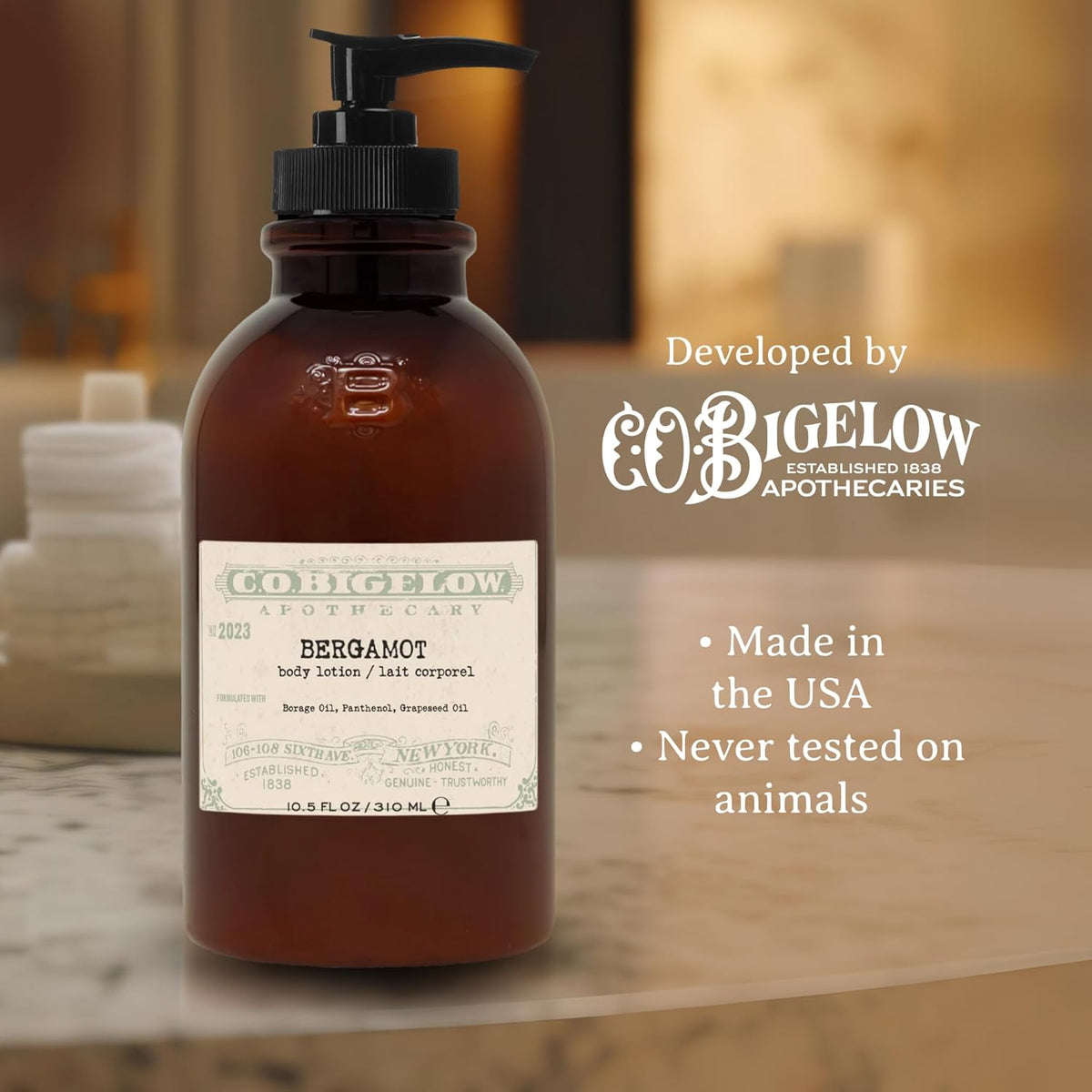 C.O. Bigelow Bergamot Body Lotion, Iconic Collection Moisturizing Body Lotion with Shea Butter