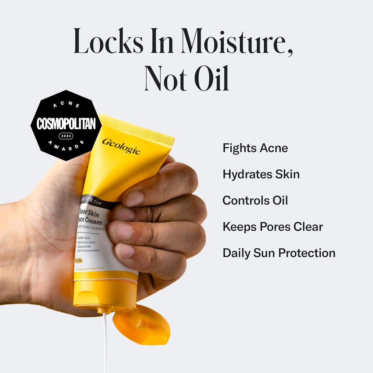 Geologie Clear Skin Face Cream | Clear System Daily Moisturizer with SPF15 for Acne-Prone Skin |