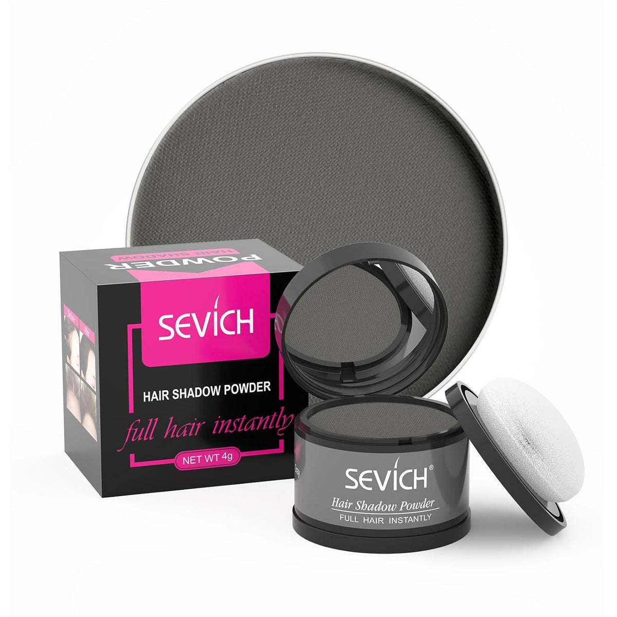 Sevich Hairline Powder: Instantly Conceals Hair Loss and Gray Roots, Grey Windproof & Sweatproof