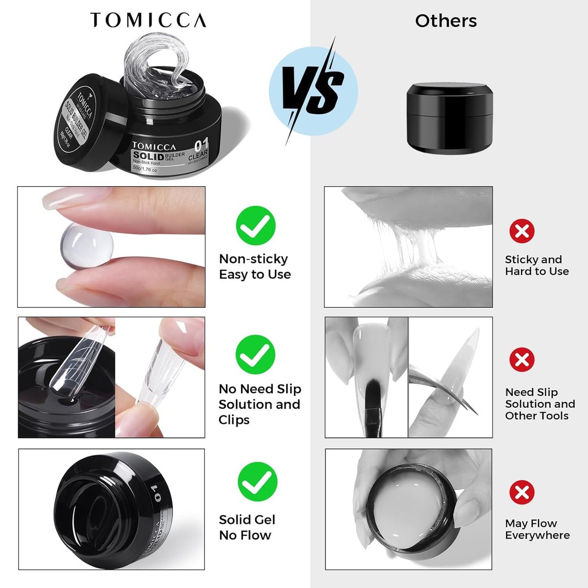 TOMICCA Hard Gel 3D Gel Nail Art Solid Builder Gel for Nails 50g 3D Nail Gel Sculpting Gel for Nail