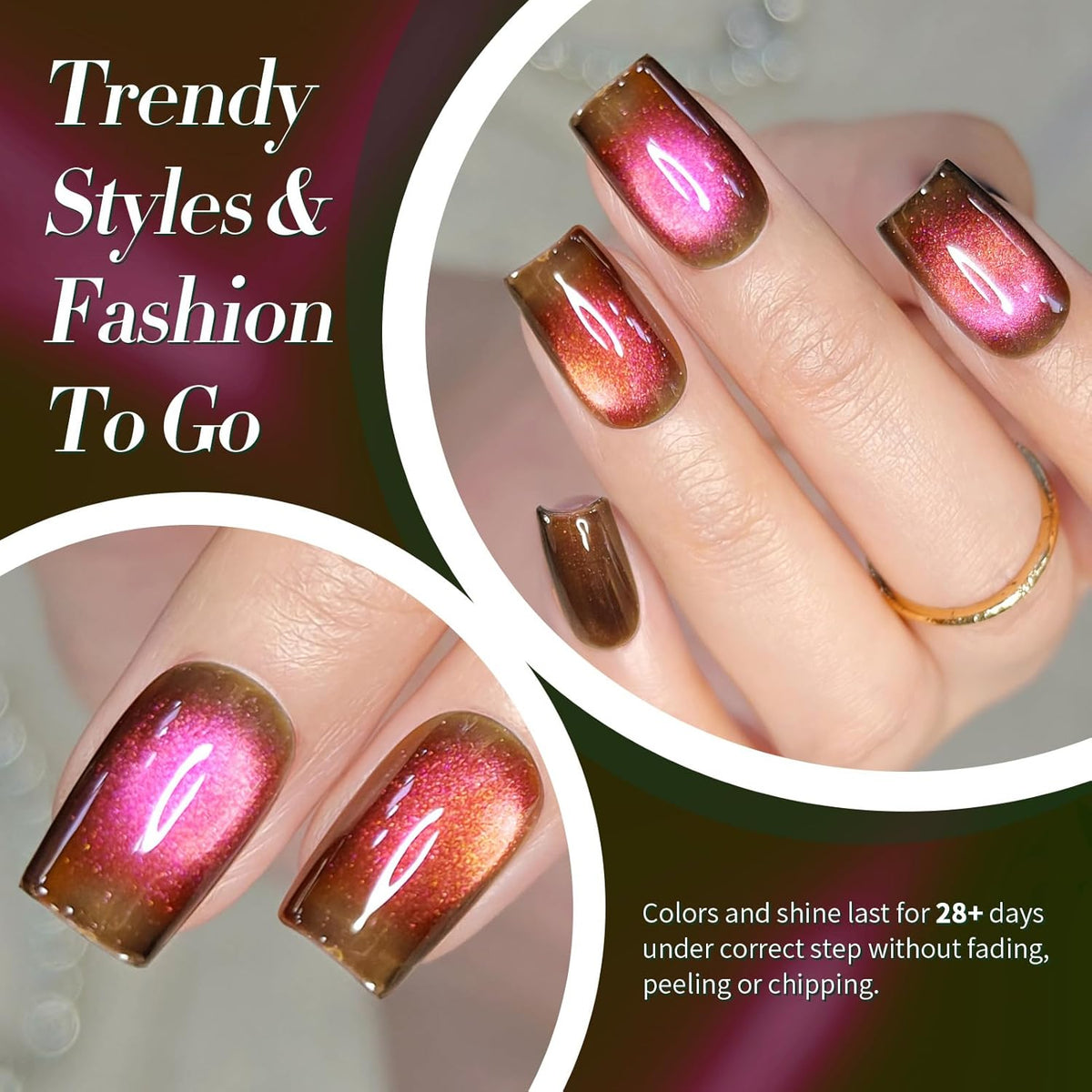 Born Pretty 15ML Cat Magnetic Eye Gel Polish, Pink Brown Gel Nail Polish Fall Winter Cat