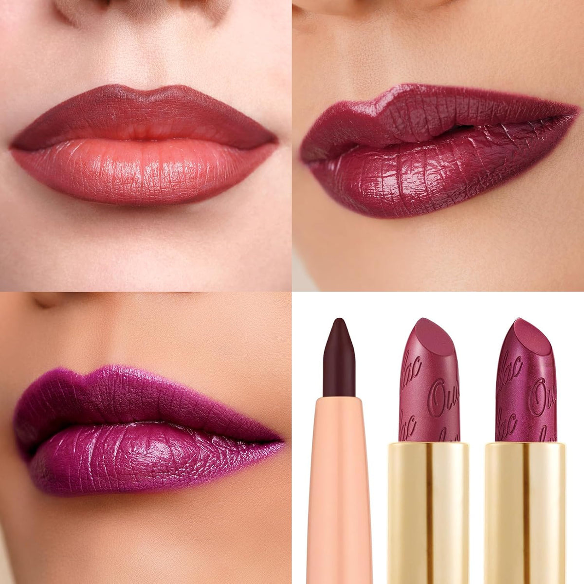 Oulac Red Lipstick & Lipliner Set High Impact Lipcolor with Moisturizing Formula, Vegan Beauty