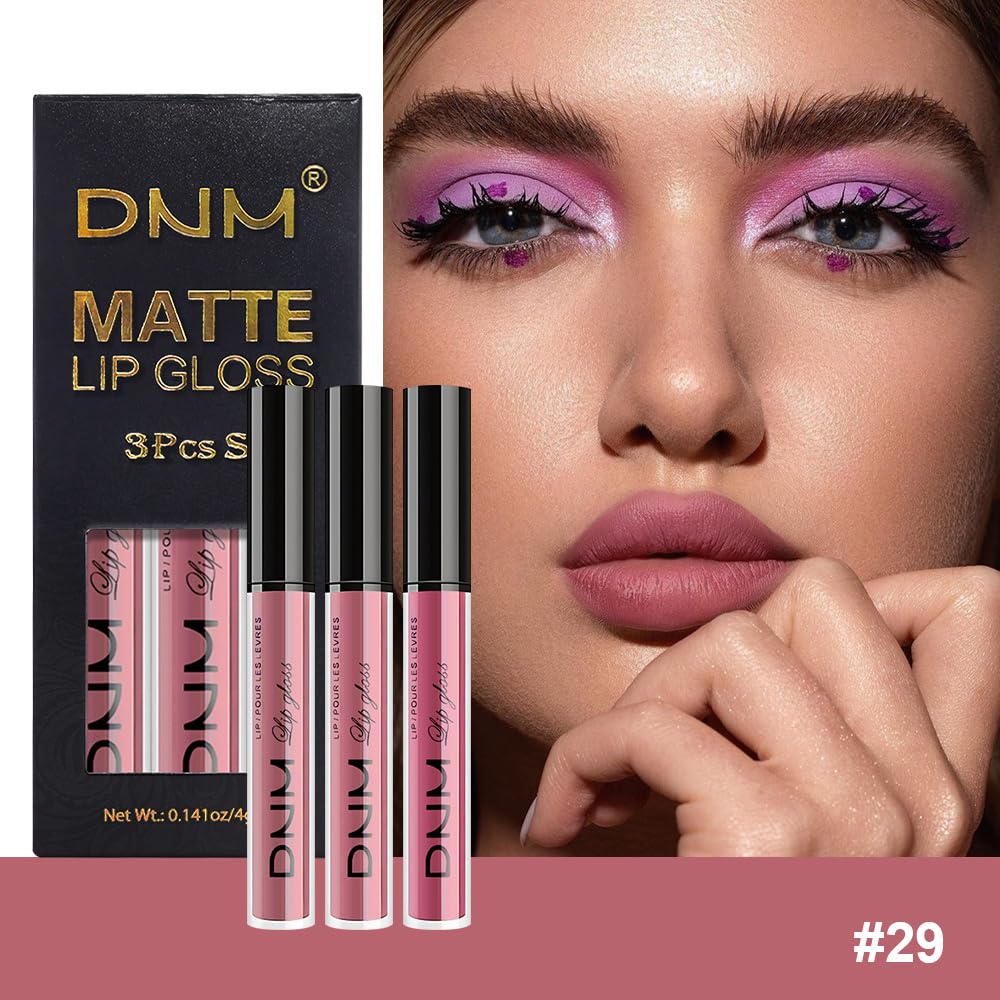 evpct 3Pcs Light Neutral Mauve Matte Liquid Lipstick Lip Stain Sets for Women, Matte Lipstick Long