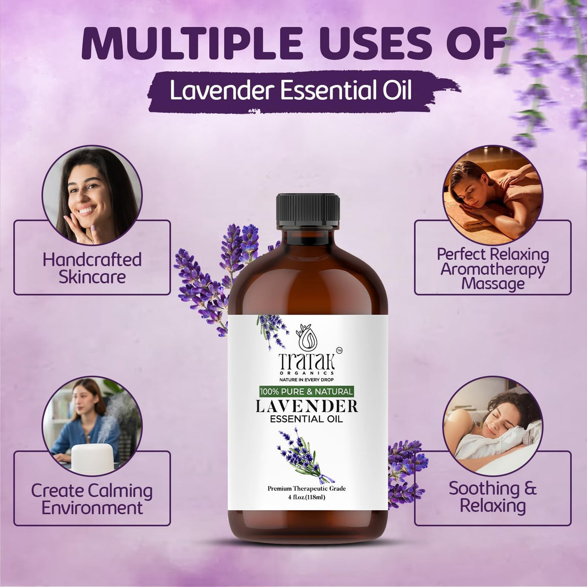 Lavender Essential Oil with Premium Dropper - Undiluted Essential Oil for Diffuser & Aromatherapy
