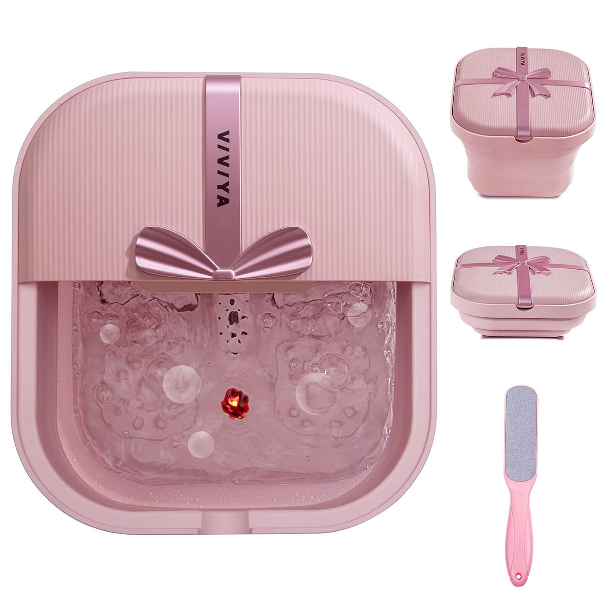 Collapsible Foot Bath Spa with heat and Massage Rollers, Foldable Foot Soak Tub with Bubbles Jets