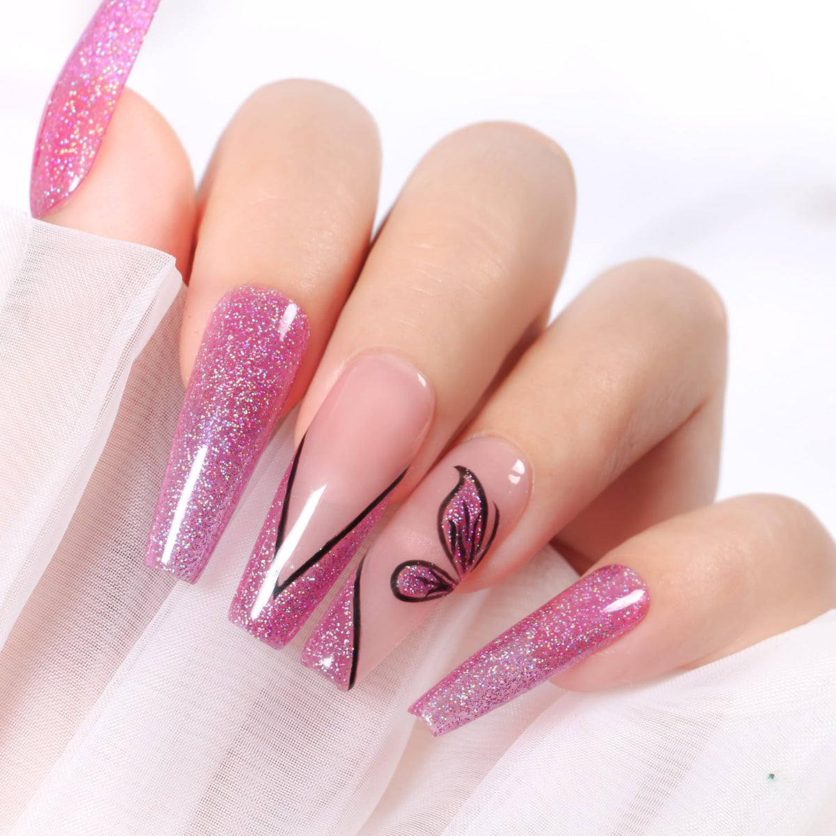 Major Dijit Quick Dry Nail Polish Glitter VioletRed Summer Nail Lacquer for Nail Art Regular Nail