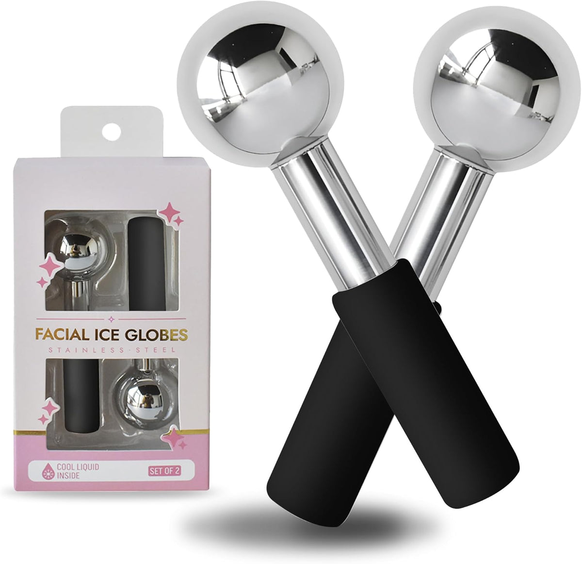 Ice Globes for Face Eyes, Unbreakable Stainless Steel Cryo Massagers for Skincare Routines