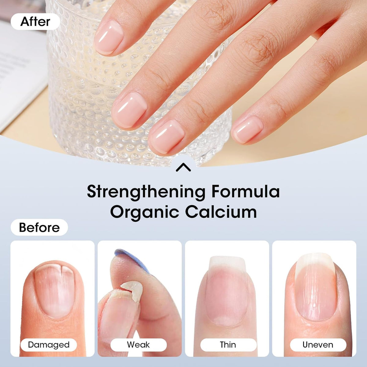GELLEN Clear Nail Polish Base Top Coat, No Wipe High Gloss Shine Top Coat Quick Dry, Sheer Nail