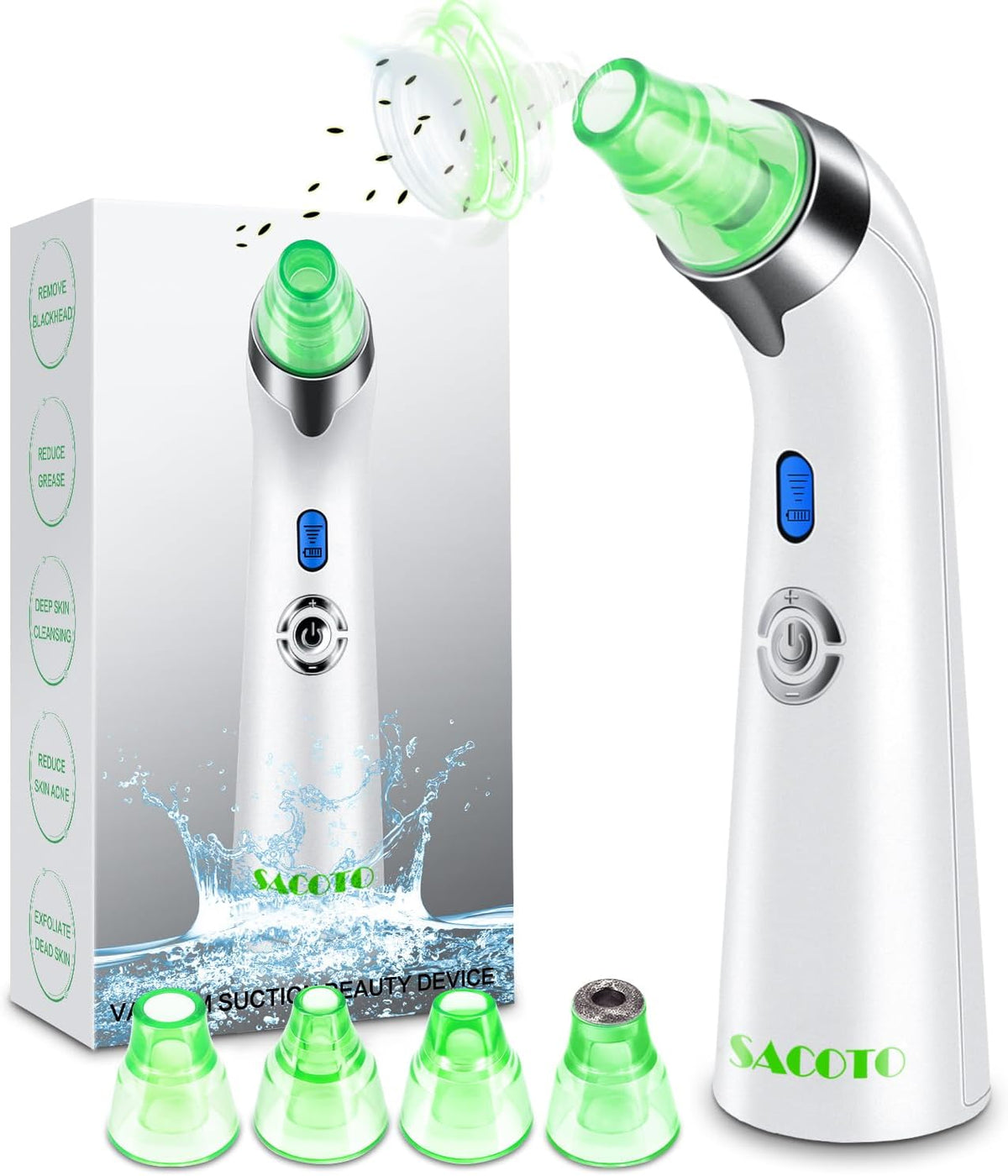 Blackhead Remover Pore Vacuum, Face Suction Pore Cleanser, 5 Suction Power Electric Blackhead