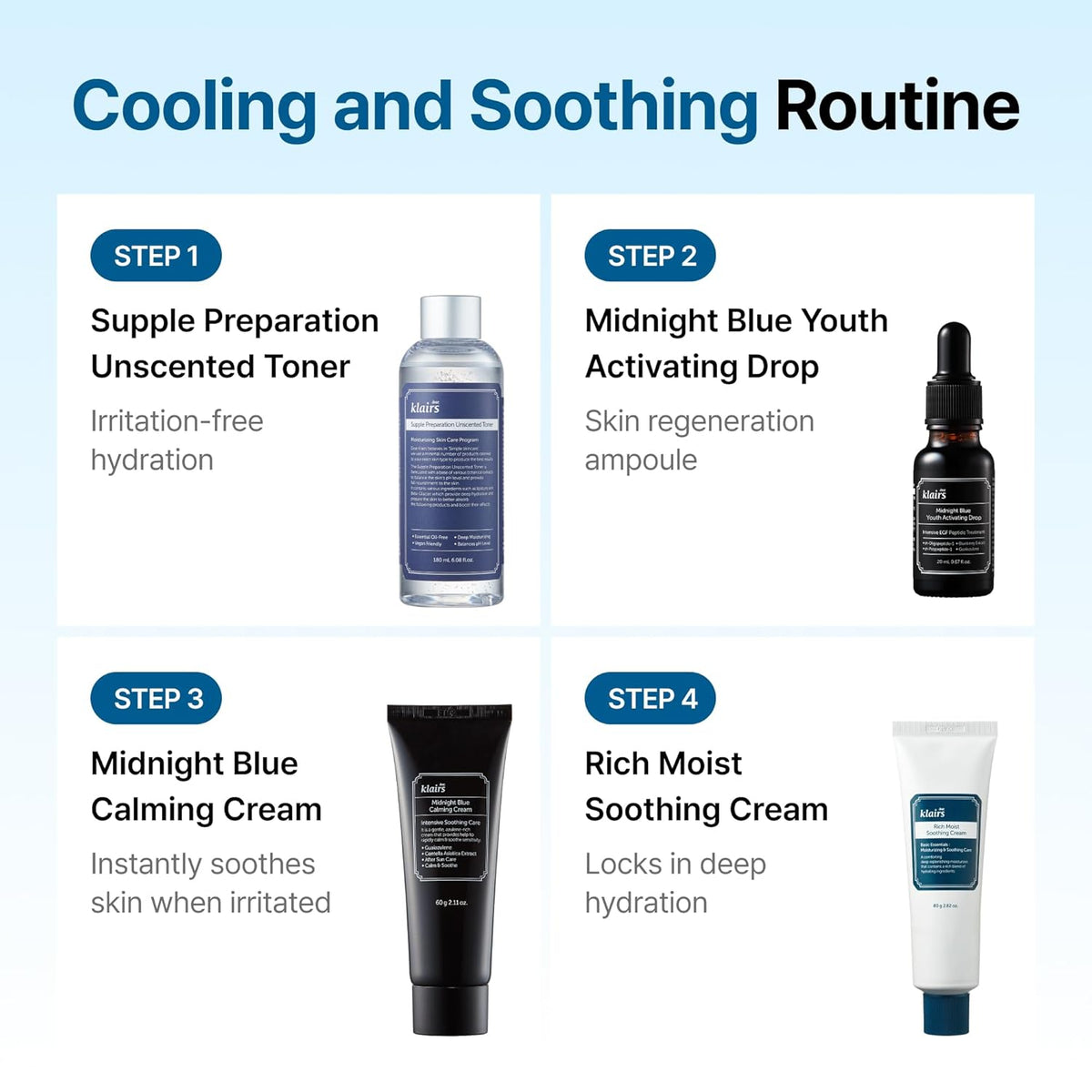 DearKlairs Midnight Blue Calming Cream – Soothing Face Moisturizer for Oily & Sensitive Skin