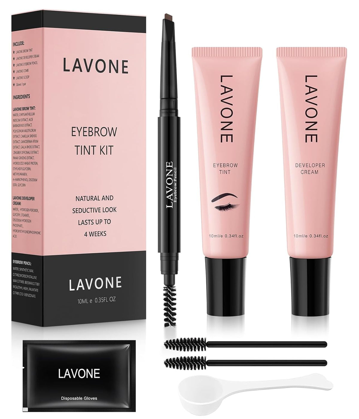 Eyebrow Color Kit with Brow Color & Eyebrow Pencil, 2-in-1 Natural Effects Eyebrow Makeup Set, Easy