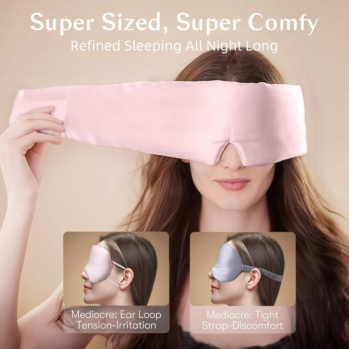 Silk Sleep Mask for Women and Men, Side Sleeper, 22 Momme Pure Mulberry Silk Total Blackout 100%