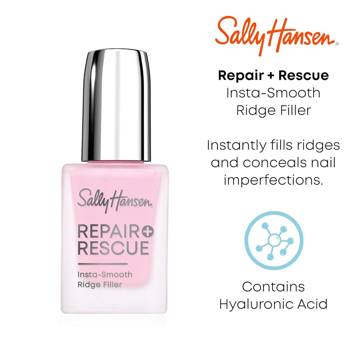 Sally Hansen® Repair + Rescue, Insta-Smooth Ridge Filler, Contains Hyaluronic Acid, Conceals Nail