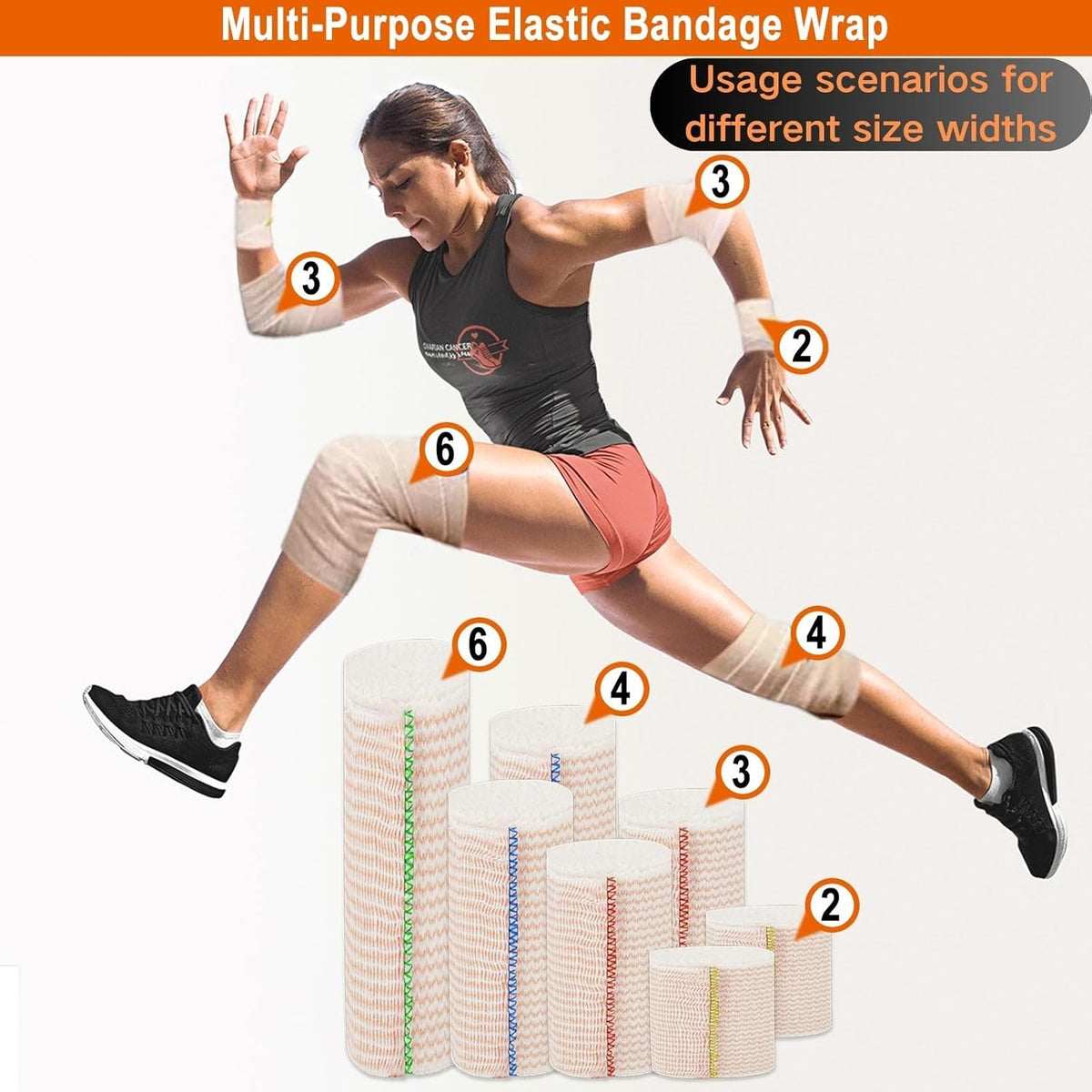 Premium Elastic Bandage Wrap 2 inch 10 Pack Reusable Versatile Self-Closing Compression Bandage