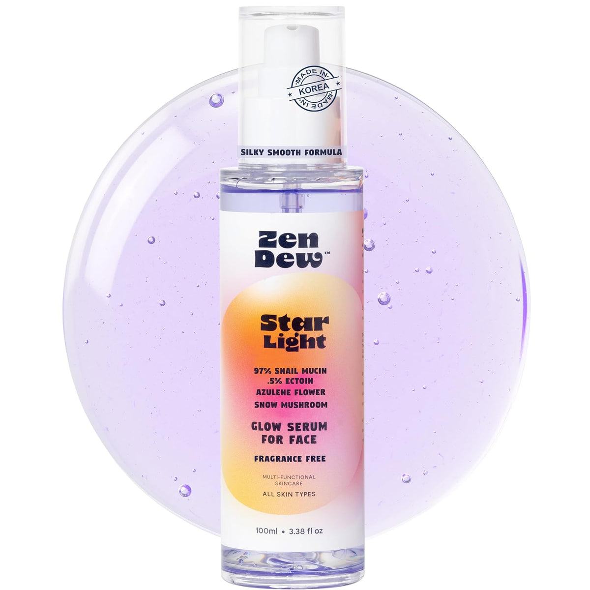 Star Light Snail Mucin Face Serum with Blue Light Skin Defense, 3.38 Oz – Silky Smooth Korean Glow