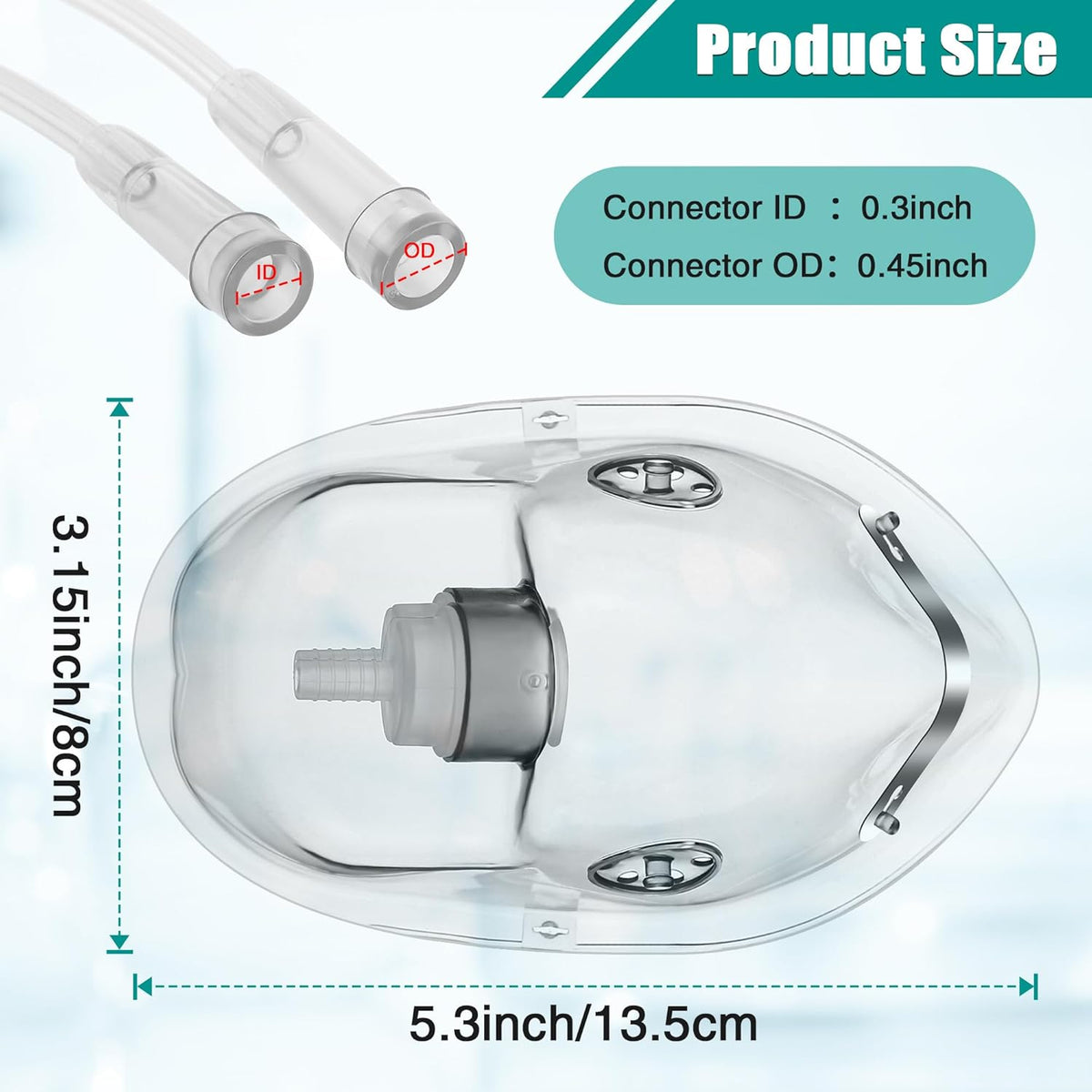 Geiserailie 2 Pack L Size Oxygen Mask with 6.6 Ft Tubing and Adjustable Elastic Strap, Adult Oxygen