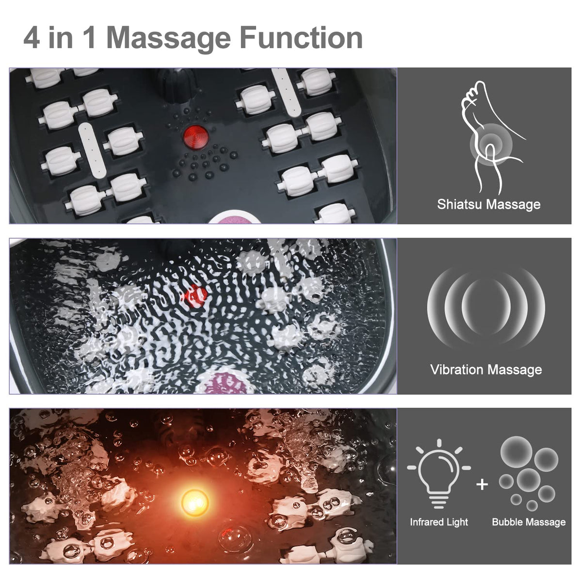 Foot Spa Bath Massager with Heat Bubbles and Vibration Massage and Jets, 16 OZ Calming Lavender