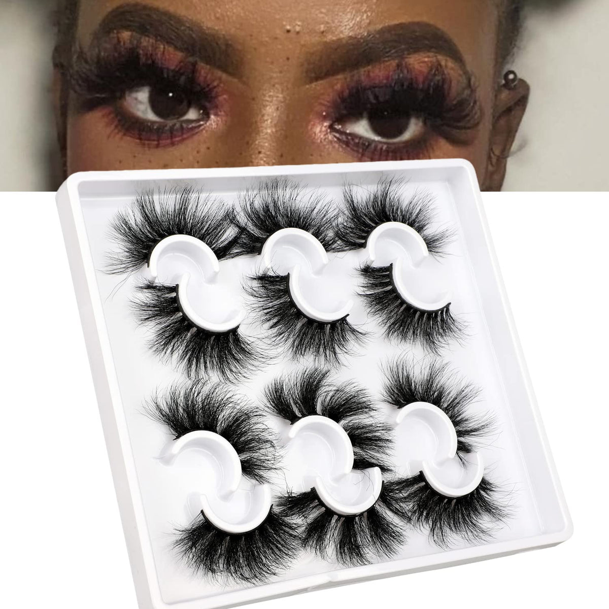 Mink Lashes Fluffy Eyelashes Dramatic Long Wispy Fake Eyelashes Thick 6 Styles Mixed Luxury Russian