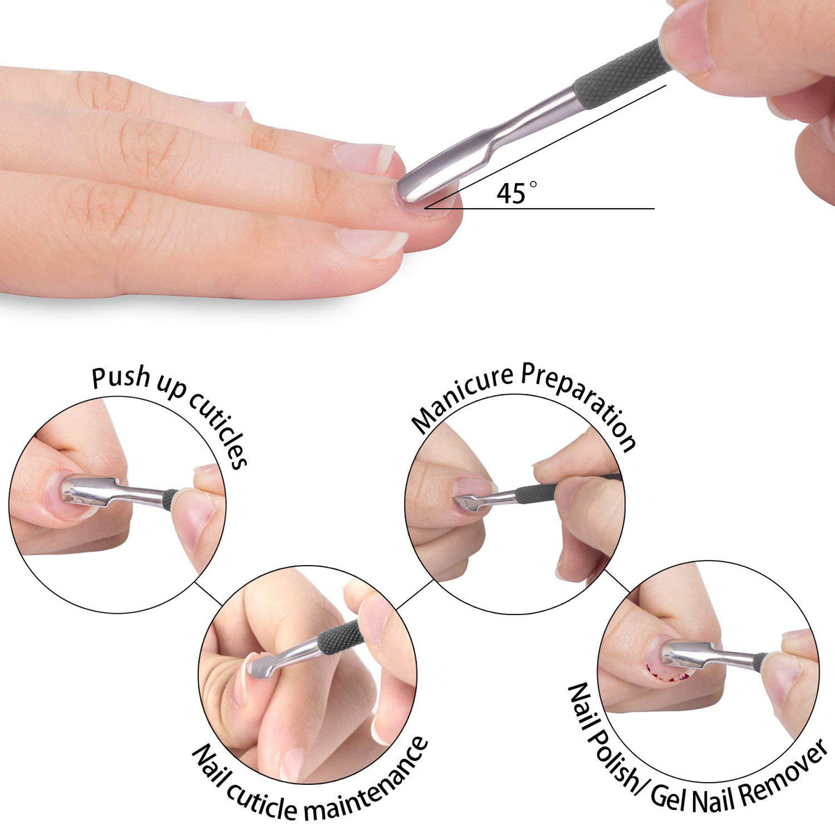 Ejiubas Cuticle Trimmer with Cuticle Pusher Cuticle Nipper Professional Grade Stainless Steel