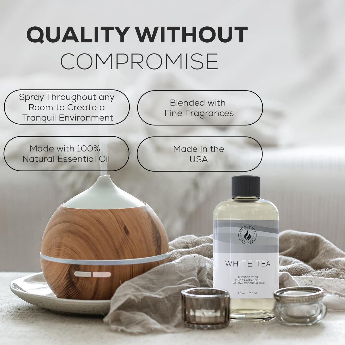Aroma Country White Tea Diffuser Oil - Luxury Essential Oils for Diffuser Refill & Air Freshener