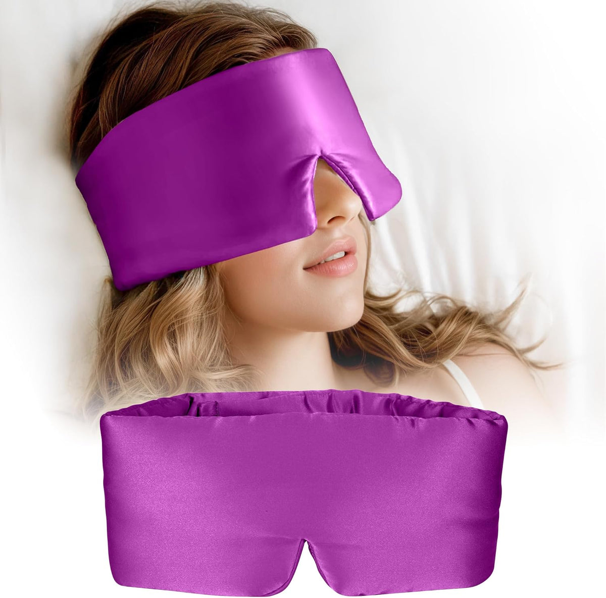 Silk Sleep Mask for Women and Men, Side Sleeper, 22 Momme Pure Mulberry Silk Total Blackout 100%