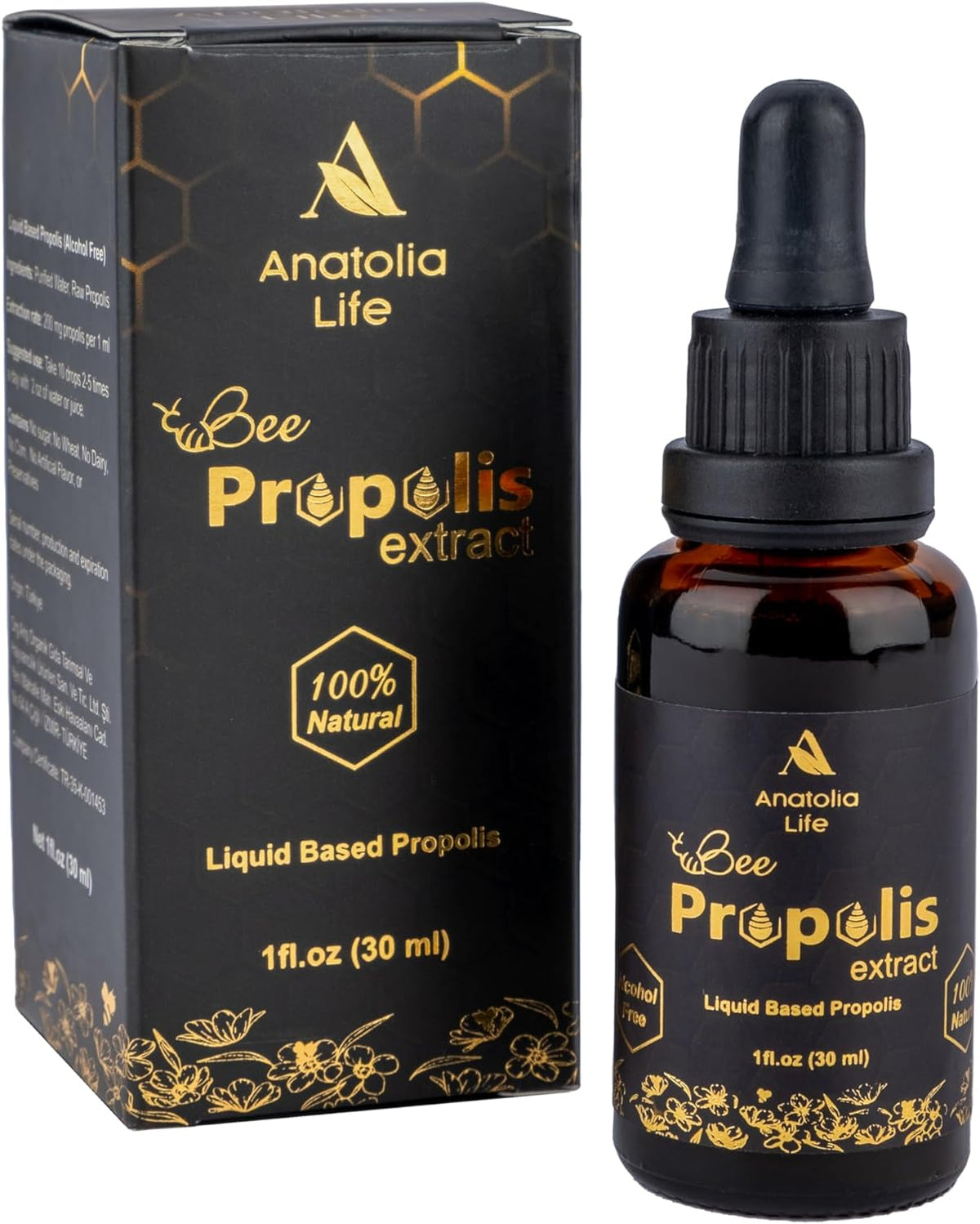 Natural Bee Propolis Extract, 30 mL, Advanced Liquid Tincture Immune System Booster and Seasonal