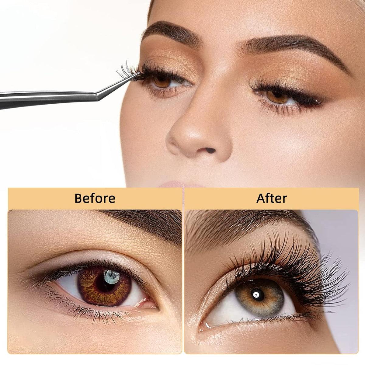 QUEWEL Cluster Lashes 240Pcs Individual Lashes 10D 0.10C Curl 14mm Knot-Free Lash Extensions