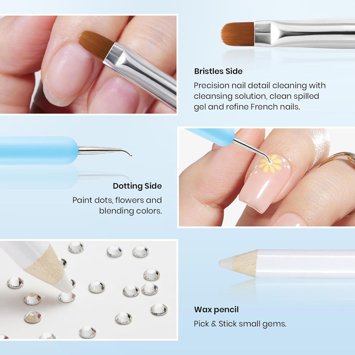 Beetles Gel Polish Nail Glue with Nail Gems Set, 15ml Nail Rhinestone Glue &120+2000Pcs Crystal