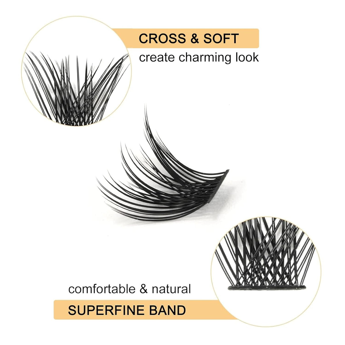 QUEWEL Cluster Lashes 72 Pcs Wide Stem Individual Lashes C/D Curl 8-16mm Length DIY Eyelash