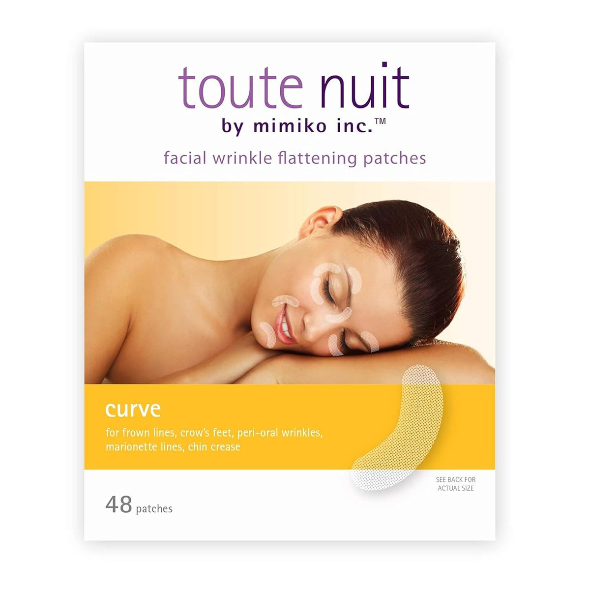 Toute Nuit Wrinkle Patches – Curve – Face Tape for Forehead, Eyes & Lips – Hypoallergenic Anti
